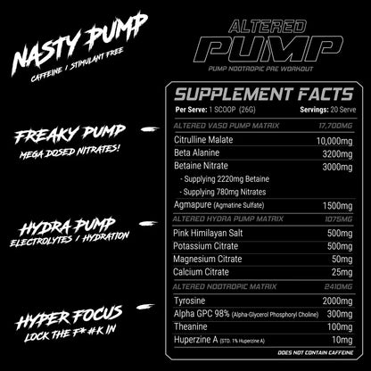 Altered Pump by Altered Nutrition - Victorious Fitness Supplements Hervey Bay