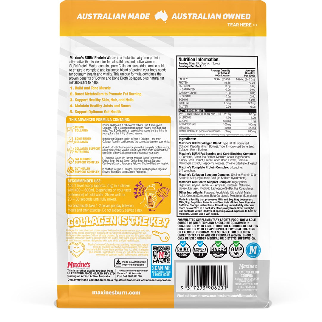 Maxine's Burn Protein Water - Victorious Fitness Supplements Hervey Bay